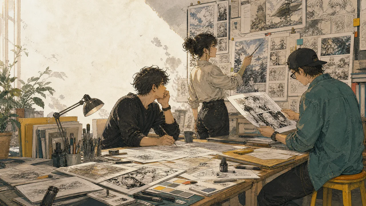 漫画编辑工作室场景